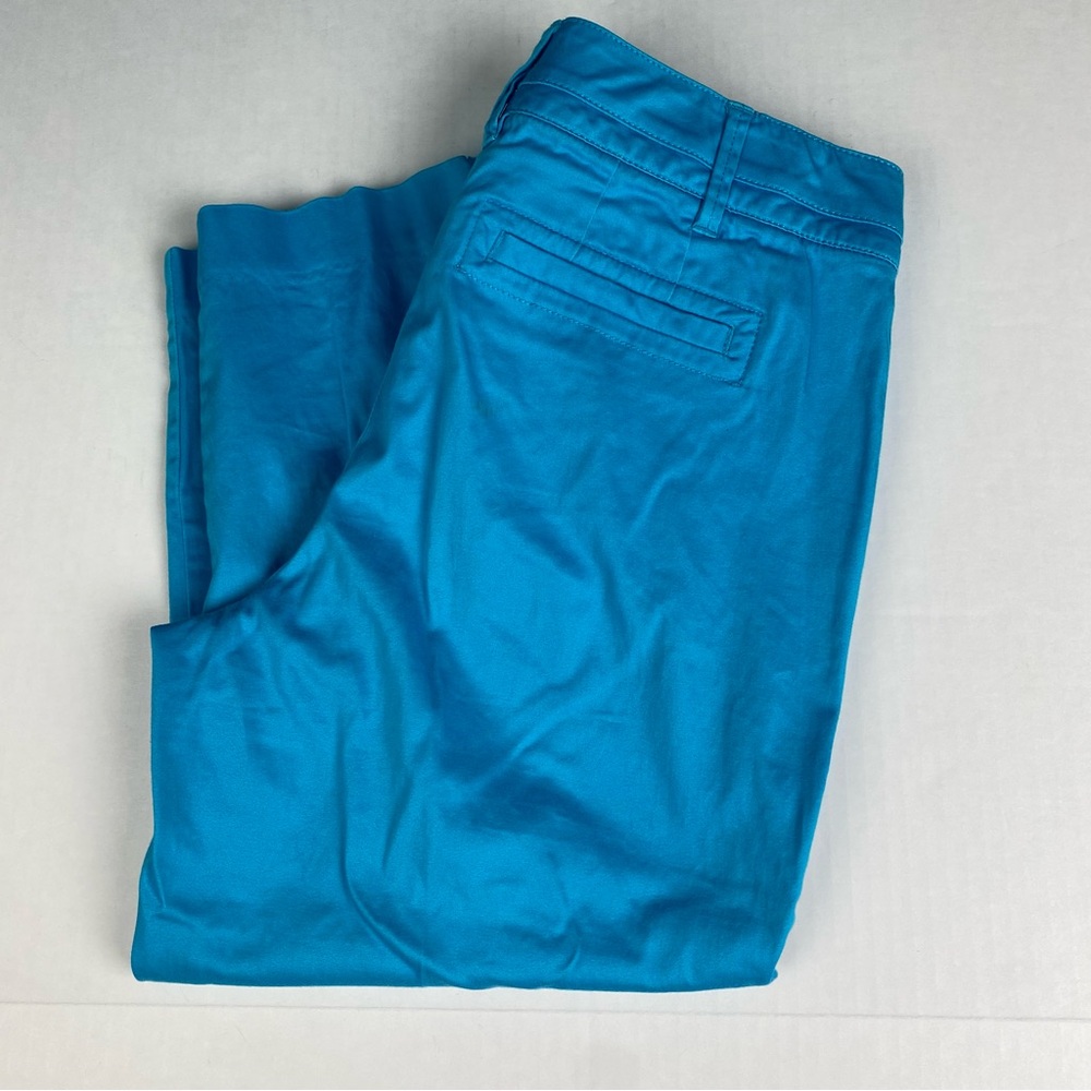 Intro Women’s Petite Size 10P Pants Cropped Capri Blue Cotton Spandex Summer